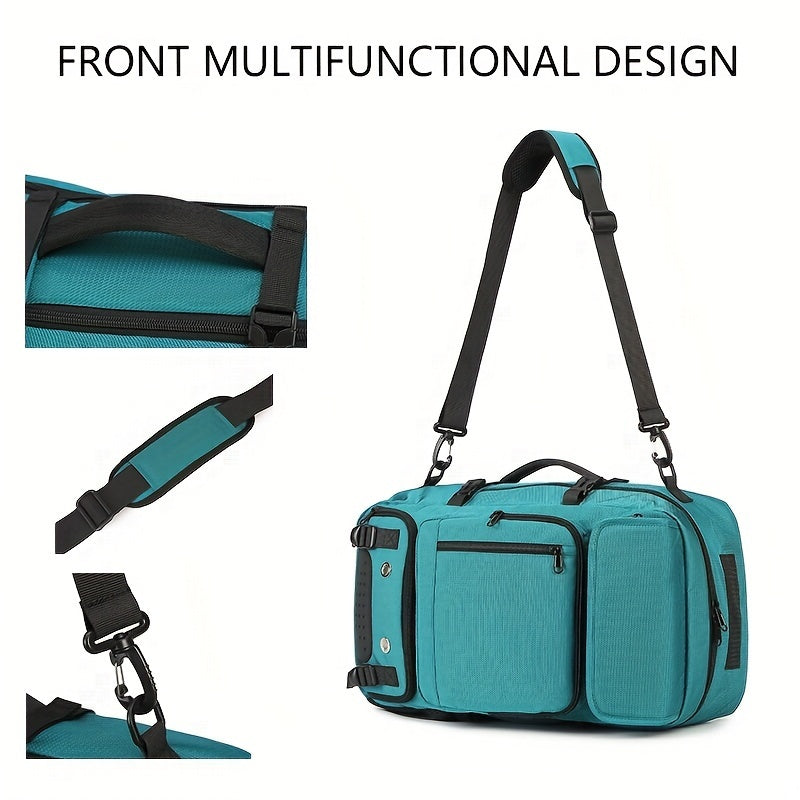 Black Waterproof Hiking Backpack with Shoe Compartment and Adjustable Straps