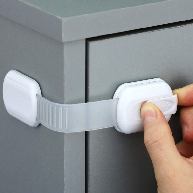 Child Safety Locks Plastic Drawer and Door Latches White Anti-Pinching Protection