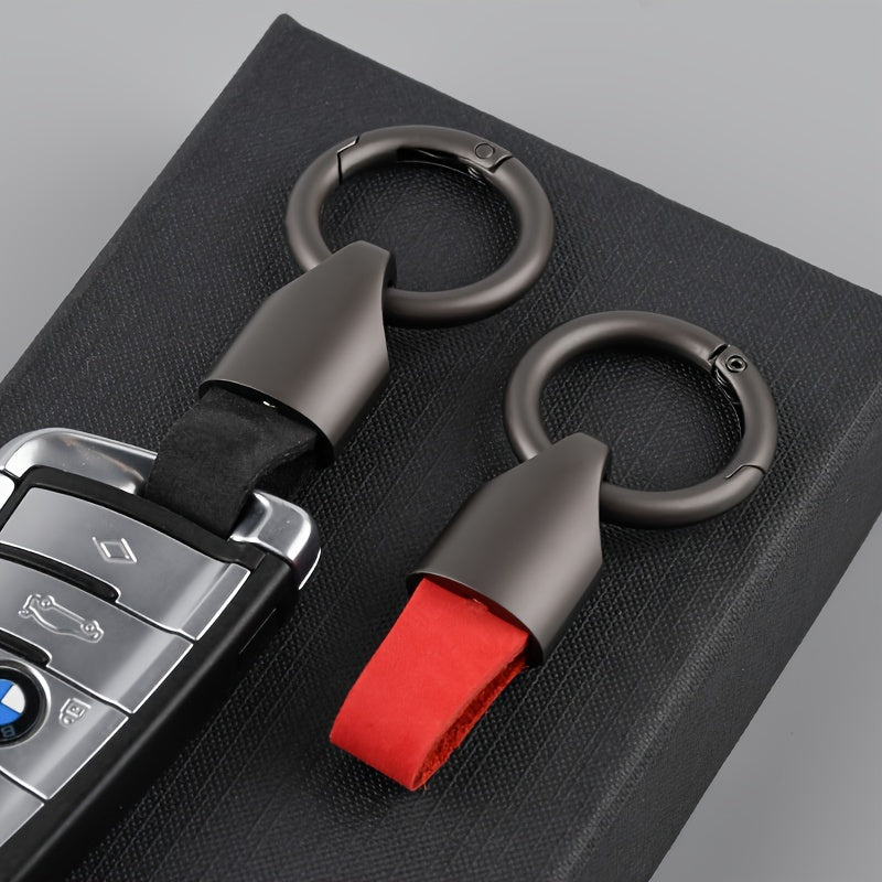 Genuine Leather Key Holder Zinc Alloy Car Keychain Short Anti-Lost Key Ring