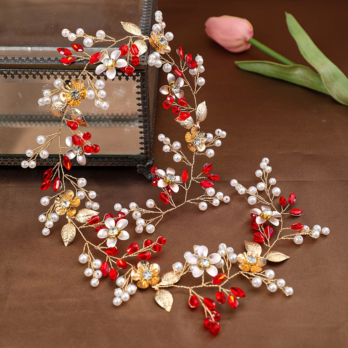 Bridal Hair Vine with Pearls and Rhinestones for Wedding and Bridesmaids