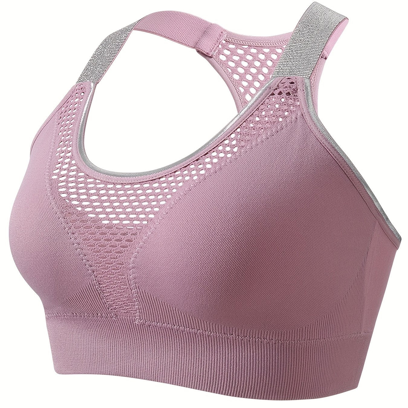 Women's Plus Size Sports Bra Breathable Nylon Yoga Running Gray Beige