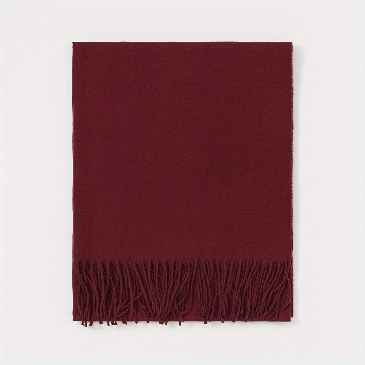 Women's Solid Color Scarf with Tassels Polyester Shawl for Casual Wear in Maroon Blue