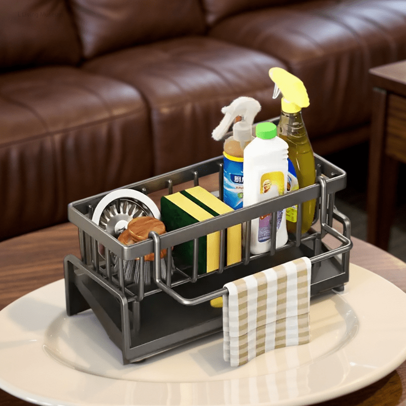 Organizador de plástico para fregadero de cocina para detergente, esponjas y cepillos