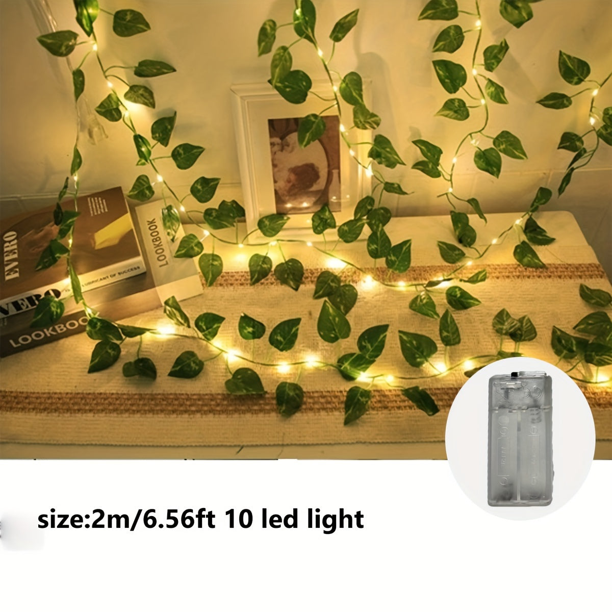 Green Ivy Leaf LED String Lights Battery-Powered for Home Decor Parties Weddings Holidays