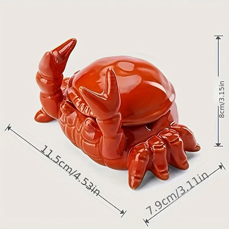 Ceramic Crab Ashtray with Lid Fly-Proof Home Office Decorative Tea Pet