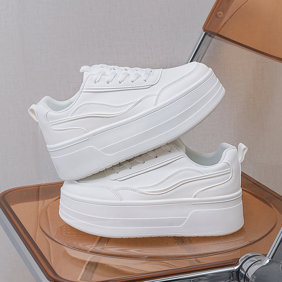 Women's Low-Top Lace-Up Sneakers White Casual All-Day Comfort