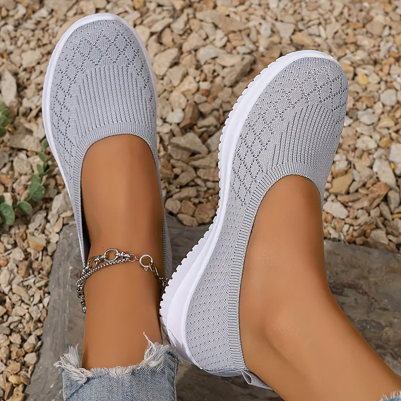 Women's Casual Slip-On Sneakers Lightweight Breathable Fabric Flat Shoes