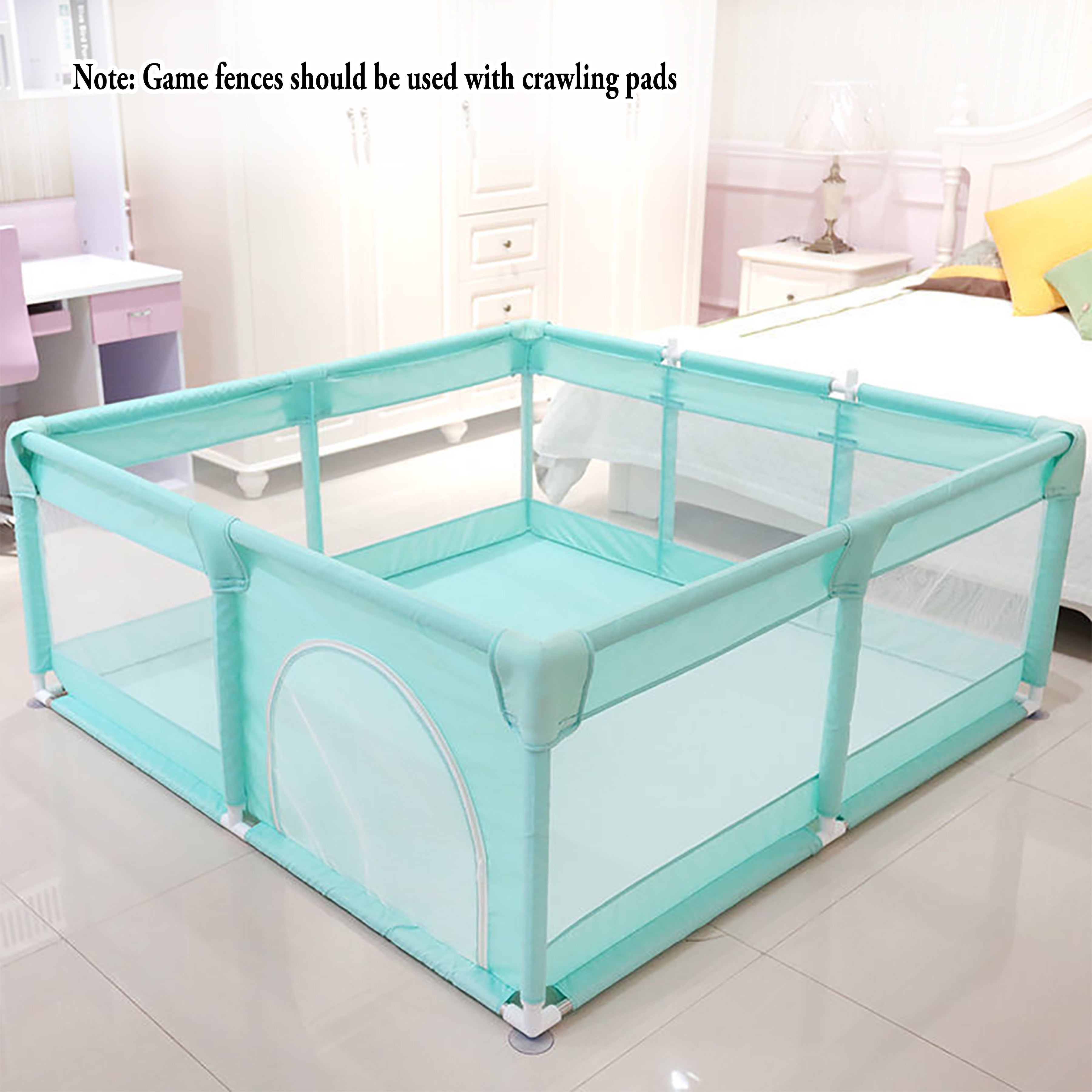 Ichki foydalanish uchun bolalar o'yin matosi, devor qo'riqlash barlari va yurish o'rganish xususiyatlari bilan