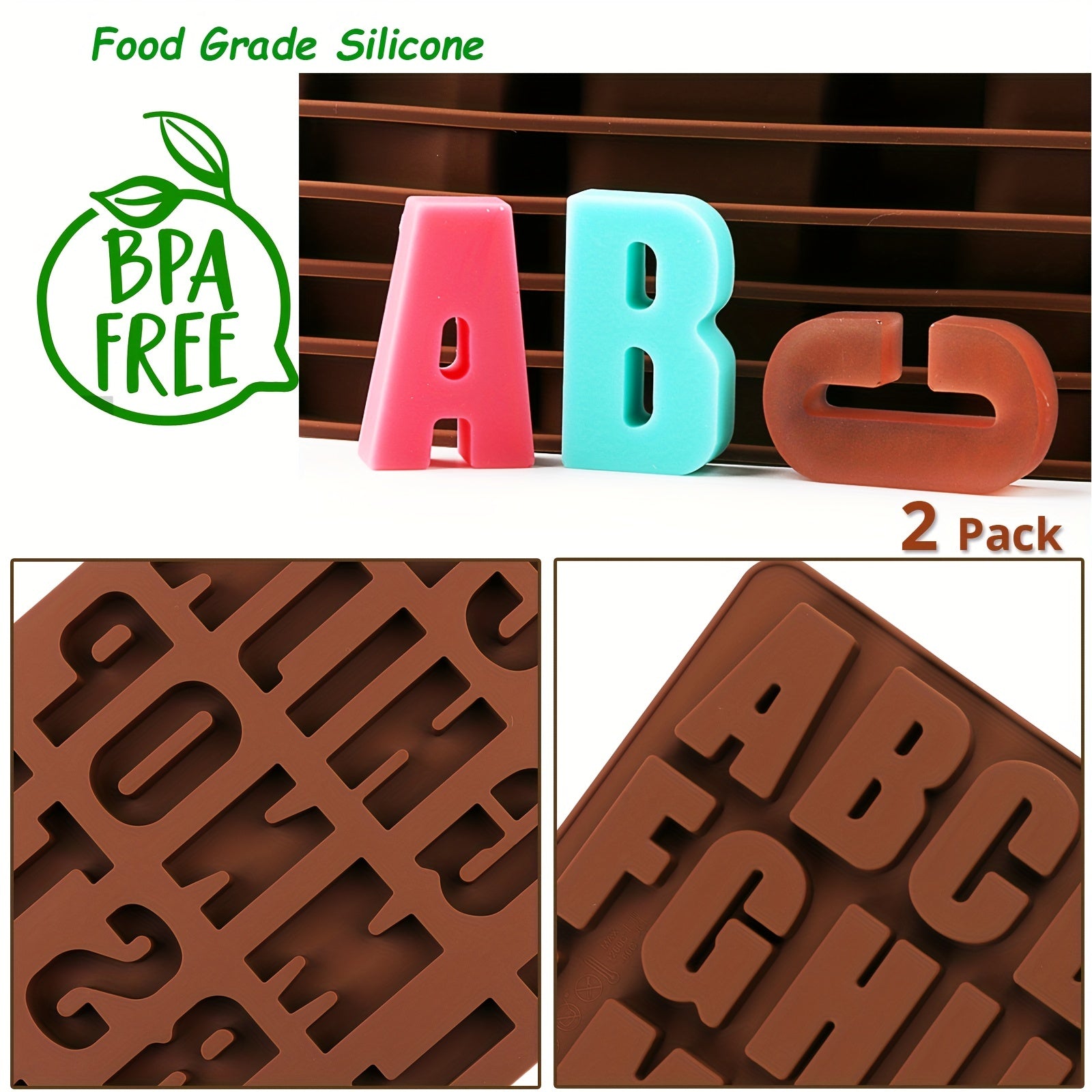 Silicone Alphabet Mold Set for Baking, Crafts, and DIY Projects