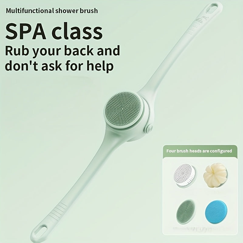 Electric Shower Brush with Long Handle and 4 Brush Heads Rechargeable Lithium Battery