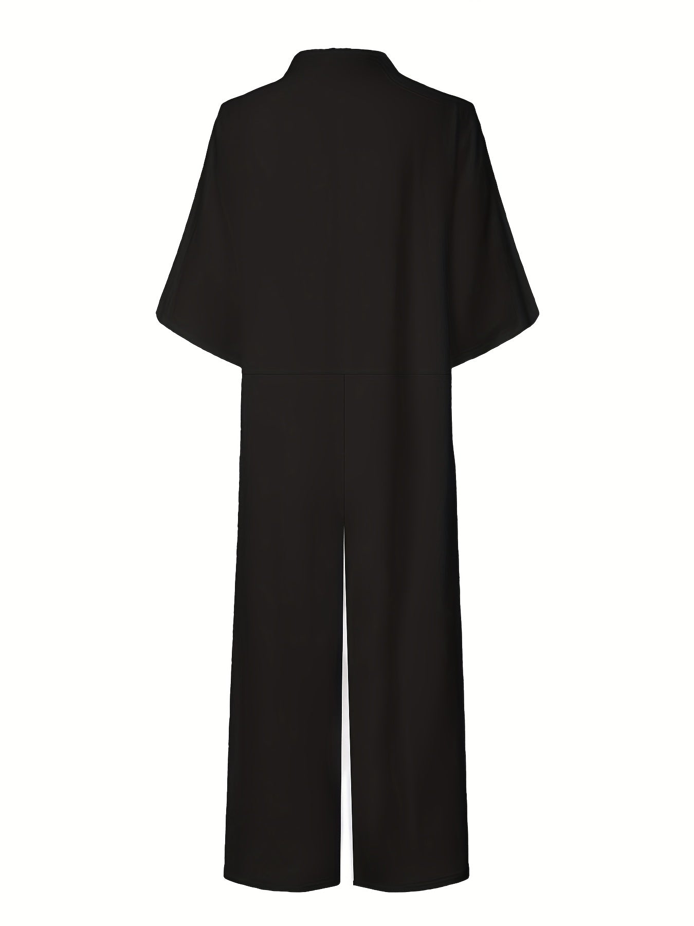 Plus Size Women's Red Jumpsuit with Button-Up Collar and Wide Legs