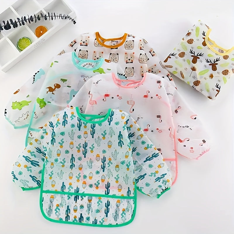Waterproof Reversible Baby Bibs with Cute Animal and Fruit Designs for Mealtime and Play