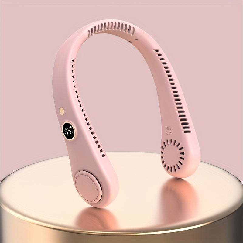 Rechargeable Bladeless Neck Fan with 5-Speed Cooling Hands-Free Outdoor Use