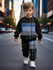 Boys' 2-Piece Sports Suit with Striped Sweatshirt and Joggers for Spring and Fall