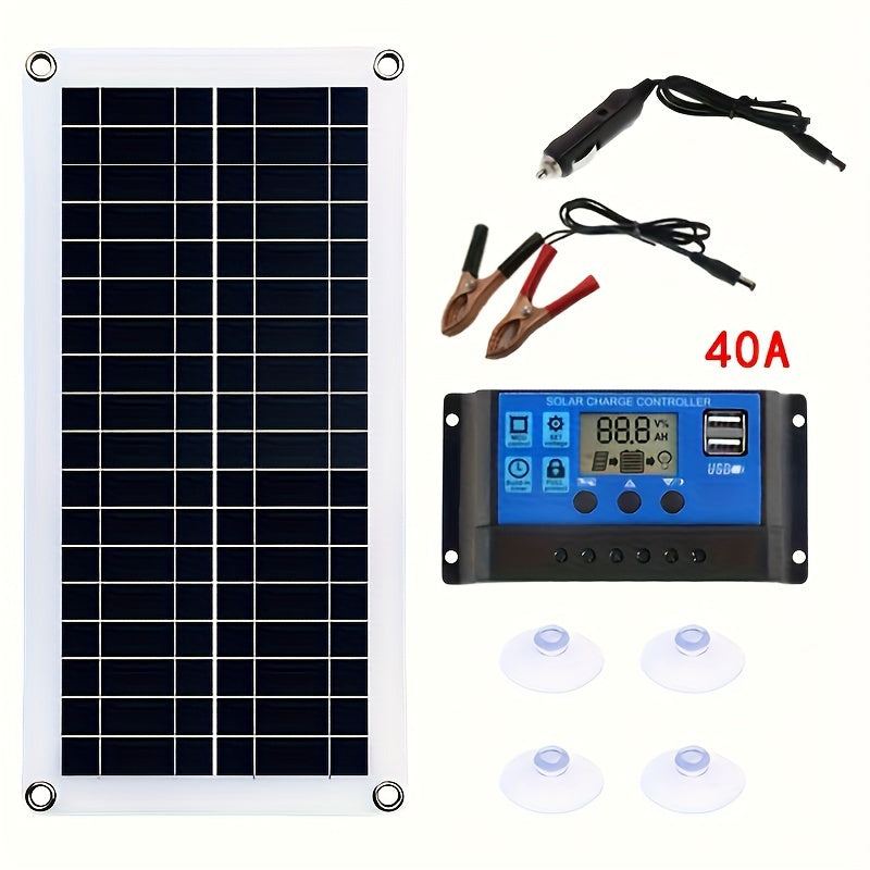 Kit de panel solar portátil 12V 18V carga USB para autocaravana, camper y coche