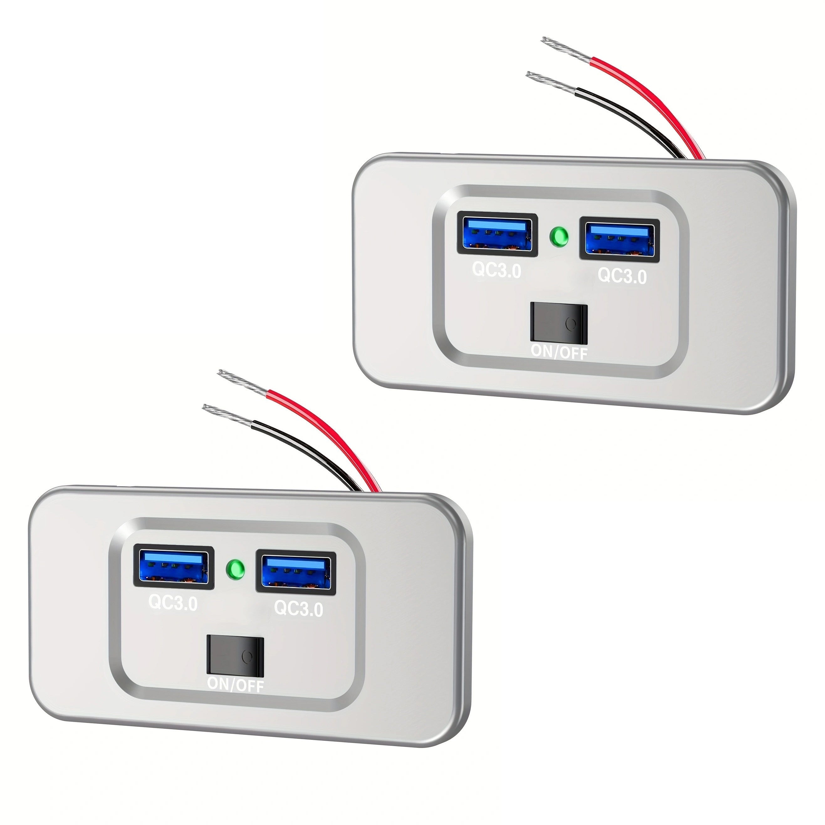 12V RV USB Outlet Wall Mount with PD3.0 and Quick Charge for Marine Truck