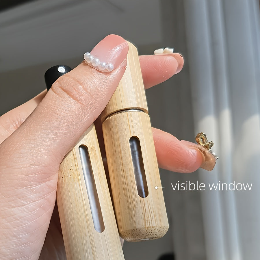 Set of Bamboo Shell Perfume Atomizers Refillable Spray Bottles 5ml 8ml Portable Travel