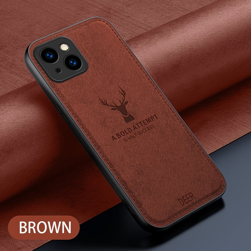 Faux Leather Deer Head Phone Case for iPhone Shockproof Slim Drop Resistant