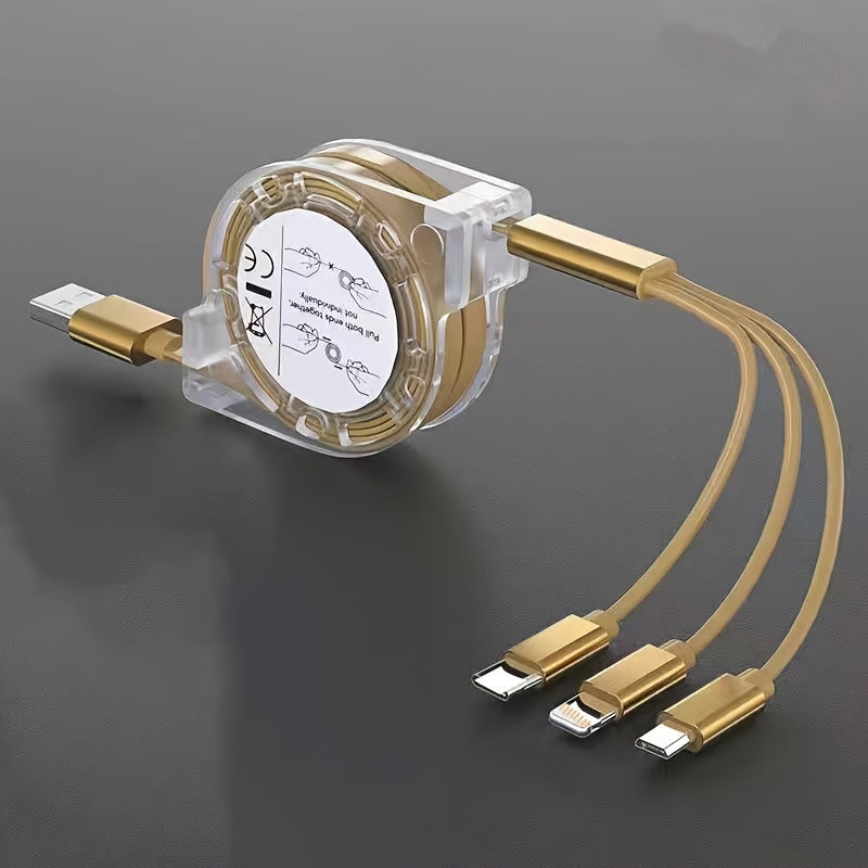 Multi-Device USB Charging Cable Flat PVC Compatible with iPhone, Samsung, Honor, Realme, Xiaomi