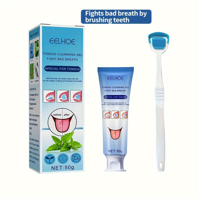 Tongue Cleansing Gel With Brush Deep Clean Oral Care 1.76oz
