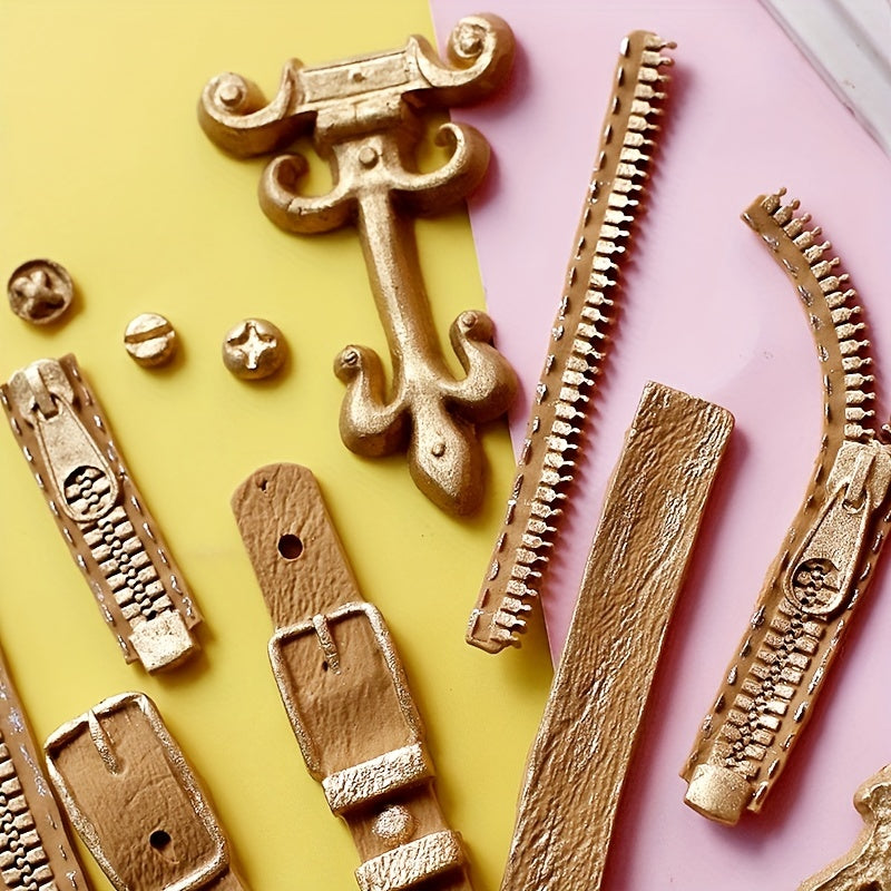 Molde de silicona para cinturón con cremallera en forma de chocolate para caramelos, fondant y repostería, forma 3D