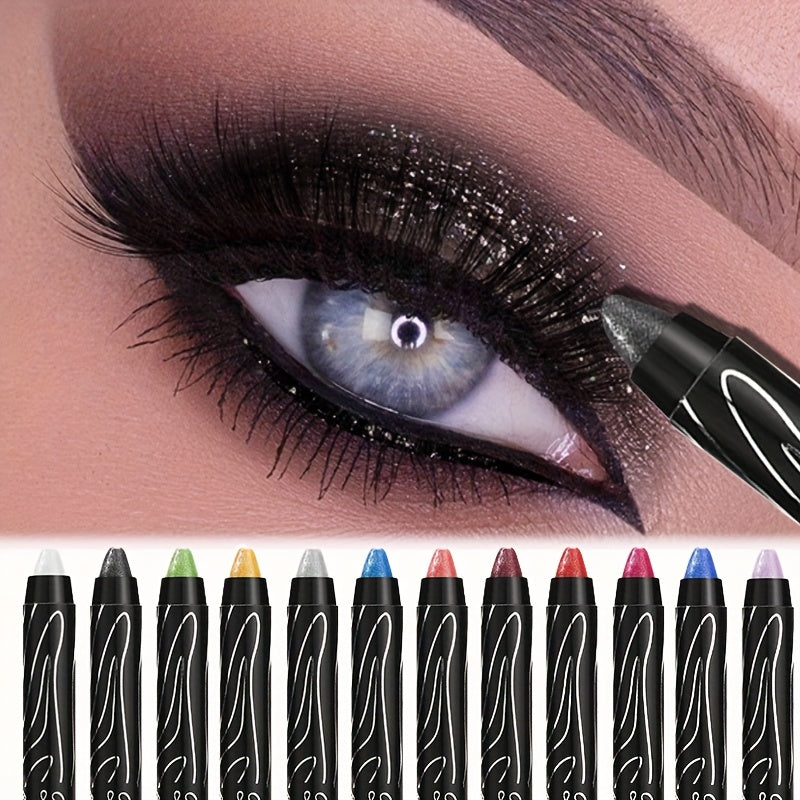 Women Shimmering Eyeshadow Pencil 2-in-1 Matte Glitter Brightening Contouring