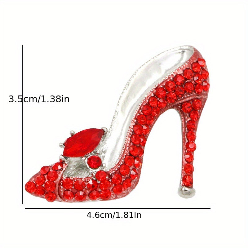 Rhinestone-Studded High Heel Brooch Pin with Sparkling Finish for Women