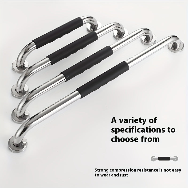 Silliq zanglamas po'latdan yasalgan hammom qo'l tutqichi, xavfsizlik va qulaylik uchun silikon tutqich bilan.