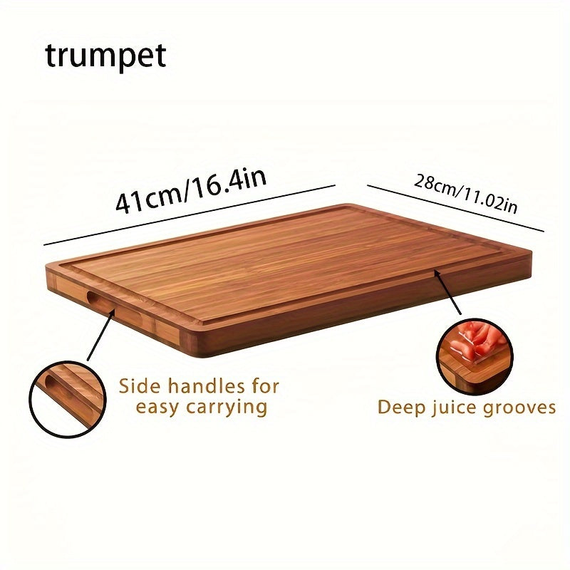 Bamboo Charcuterie Board with Handles and Juice Grooves for Serving Meats and Cheeses