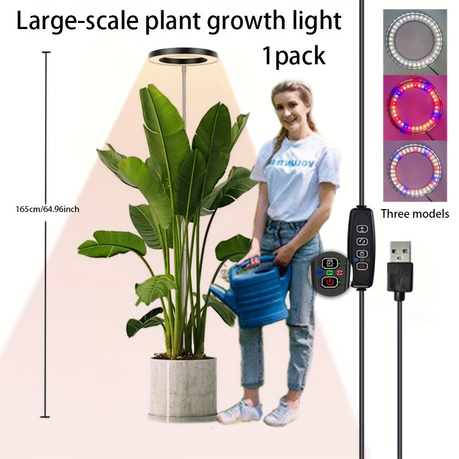 Adjustable USB Indoor Plant Grow Light with Timer and Height Up to 165 cm