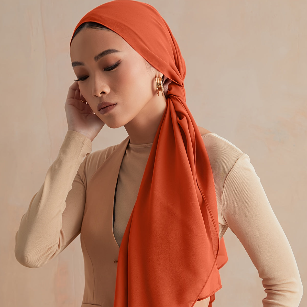 Women's Solid Color Chiffon Scarf - Lightweight and Breathable, Elegant and Simple Style, Windproof and Sun Protection Shawl