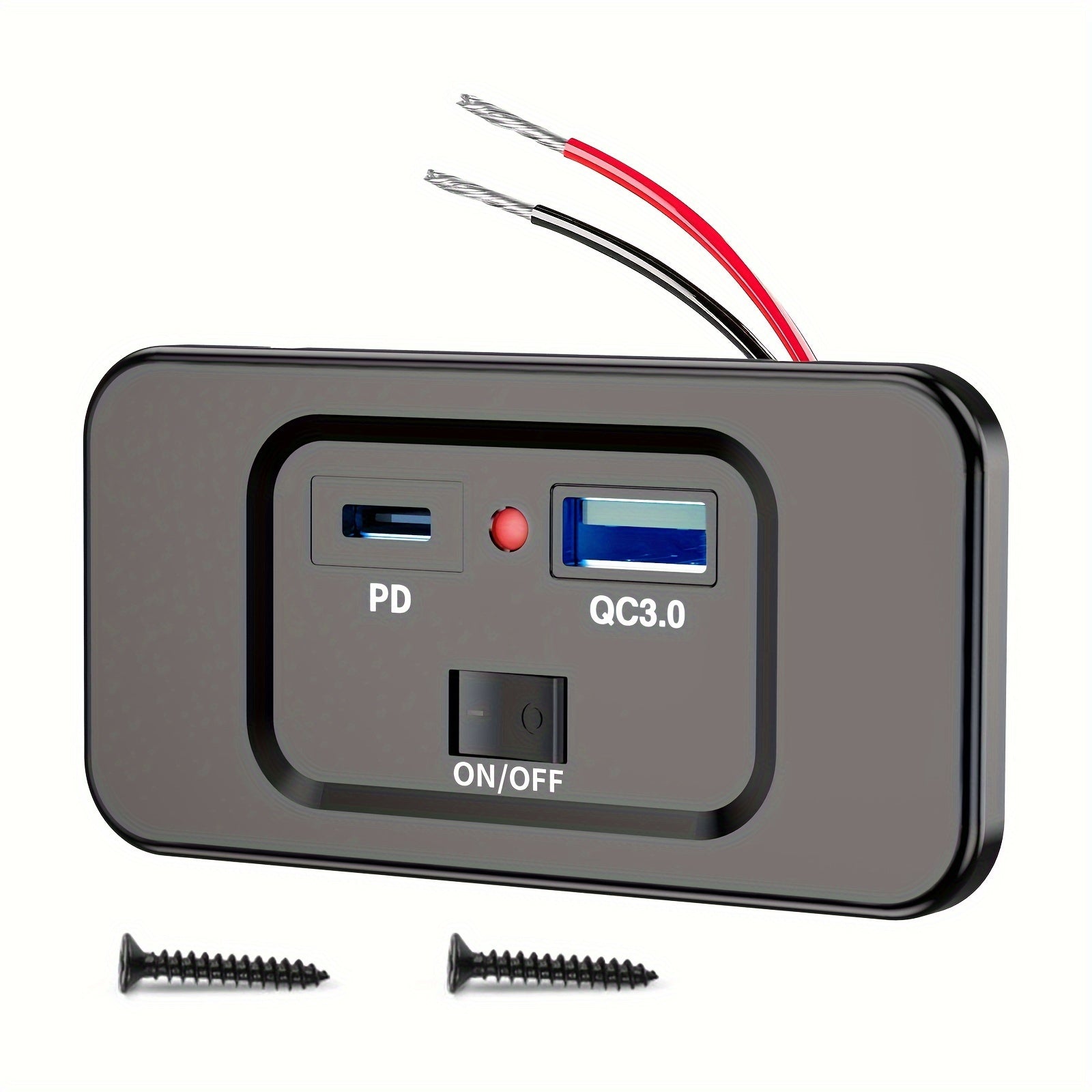 Car Fast Charging Charger Socket Dual USB QC3.0 PD3.0 Type-C Wall Mount