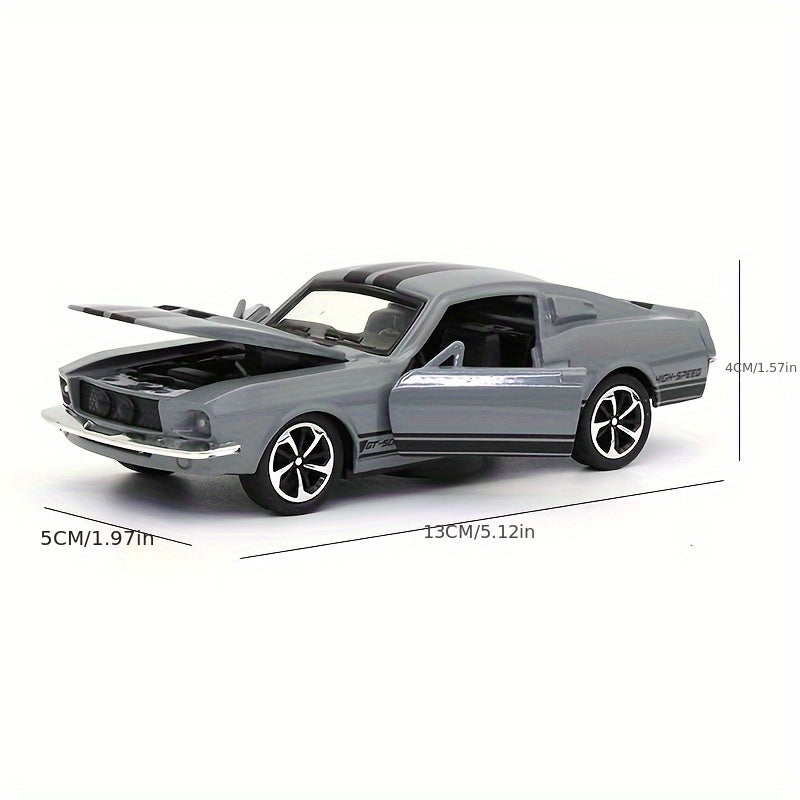 Coche de juguete de aleación a escala 1:32 Mustang vintage con acción de retroceso y puertas que se abren para niños