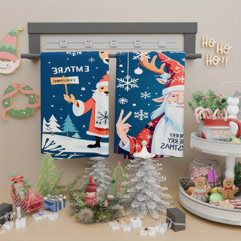 Two Pieces Kitchen Towels 18x26 Inches Christmas Winter Snowflake Decor Soft Cozy