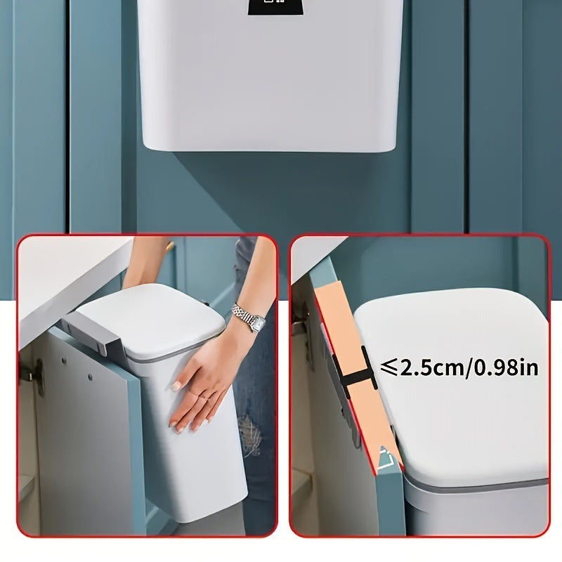 Cubo de basura de colgar en la pared con puerta de armario y tapa abatible para baño, dormitorio, sala de estar