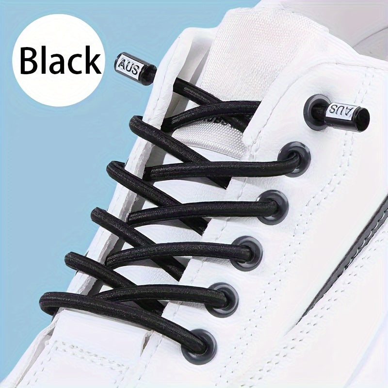 Unisex Elastic Flat Round Rope Shoelaces with Fixed Buckle