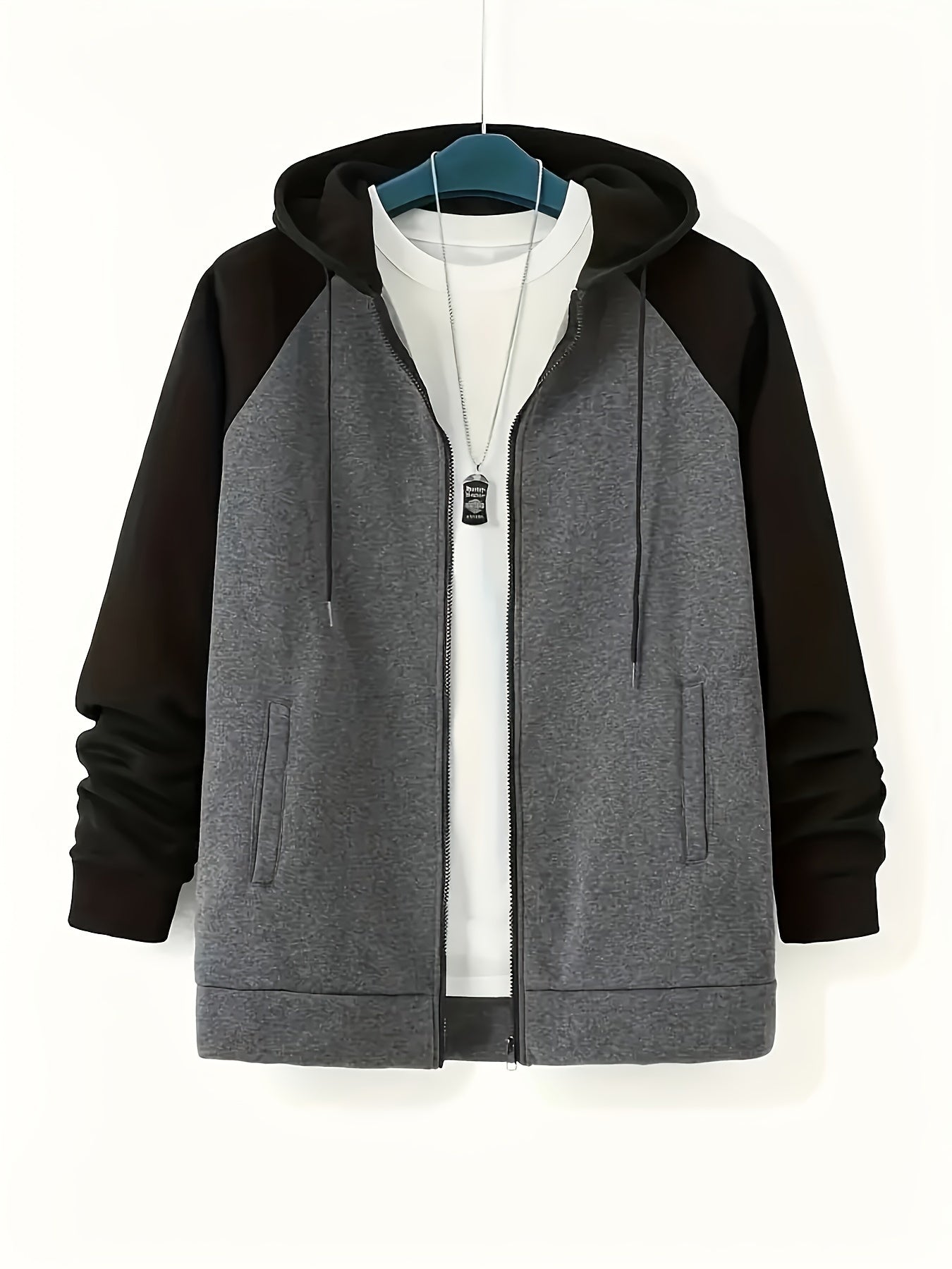 Men's Plus Size Color Block Hoodie Casual Sporty Pullover with Kangaroo Pocket