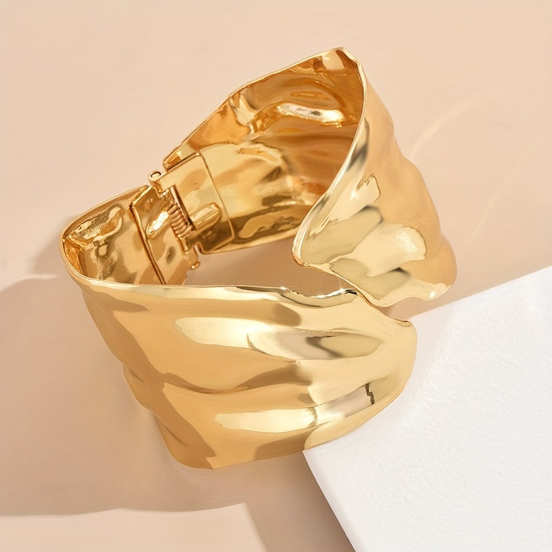 Women's Adjustable Leaf Cuff Bracelet with Geometric Design Minimalist Jewelry