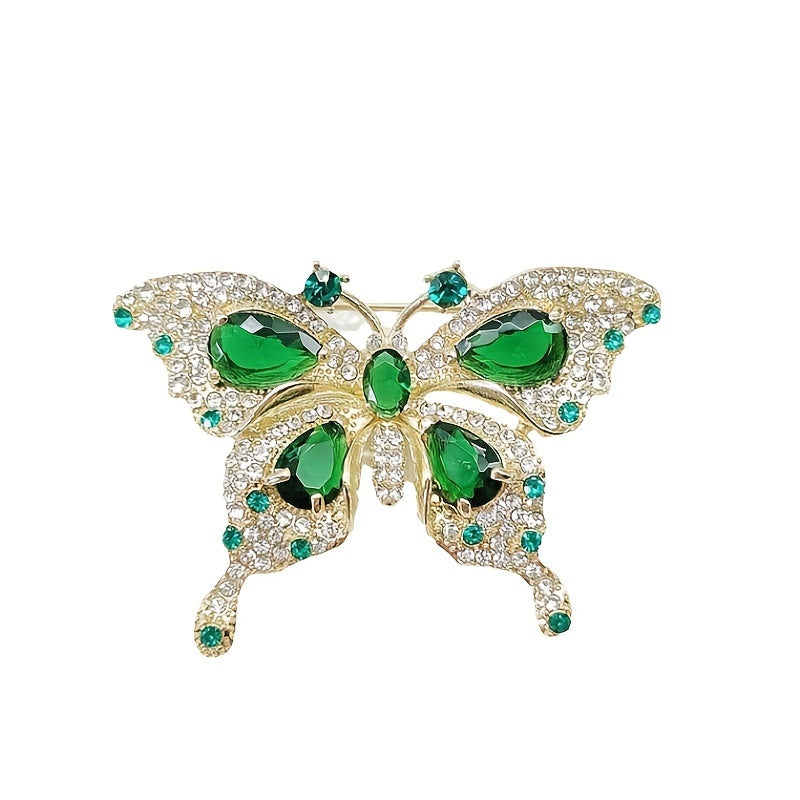 Zarif Vintage Emerald Rhinestone Butterfly Brooch Pins - 2 ta to'plam. Ushbu bo'sh alloy lapel pinlar ayollar uchun mukammal bo'lib, to'y partiyasi libosida, sharf yoki shalvar sifatida kiyilishi mumkin. Sophistication qo'shish uchun ideal.
