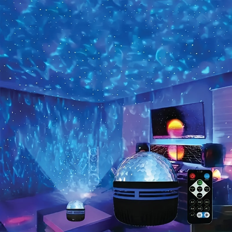 Luz nocturna LED con efecto de ondas de agua, alimentada por USB para dormitorio, sala de juegos y decoración de jardín