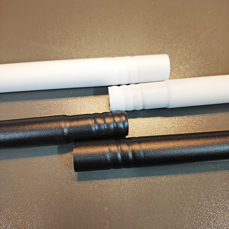 Elegant Black and White Adjustable Metal Curtain Rod Set with Decorative Hooks