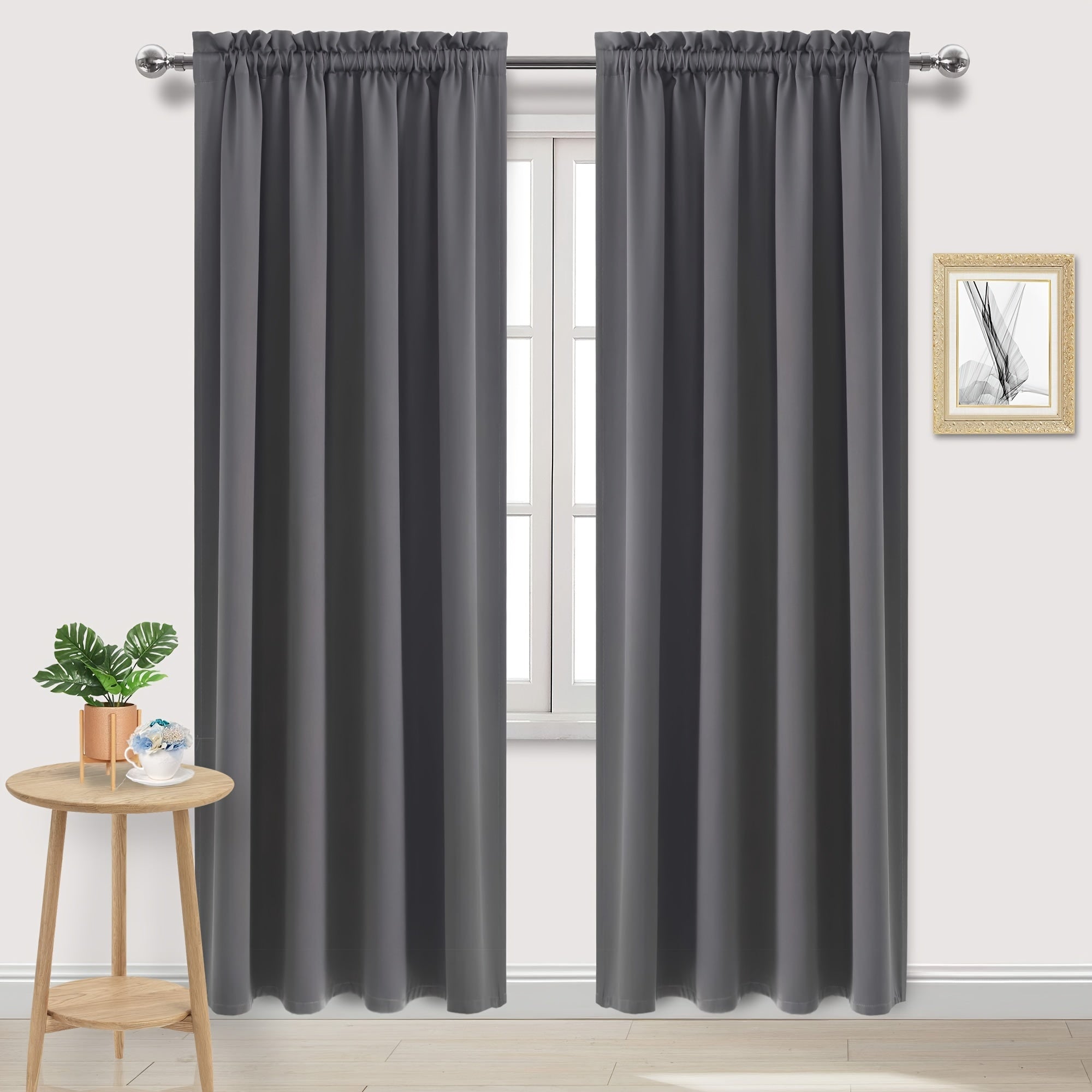 Blackout Curtains with Rod Pocket for Bedroom and Living Room Darkening UV Blocker
