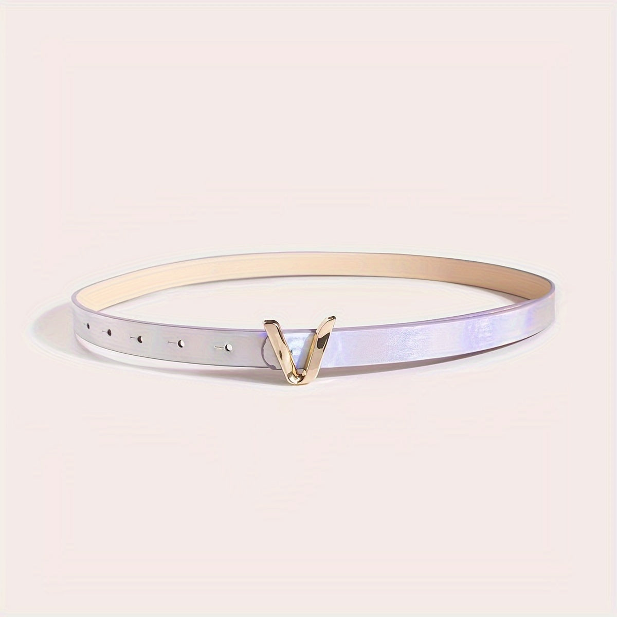 Women's Gold Belt with V-Shaped Buckle Minimalist Fashion Accessory