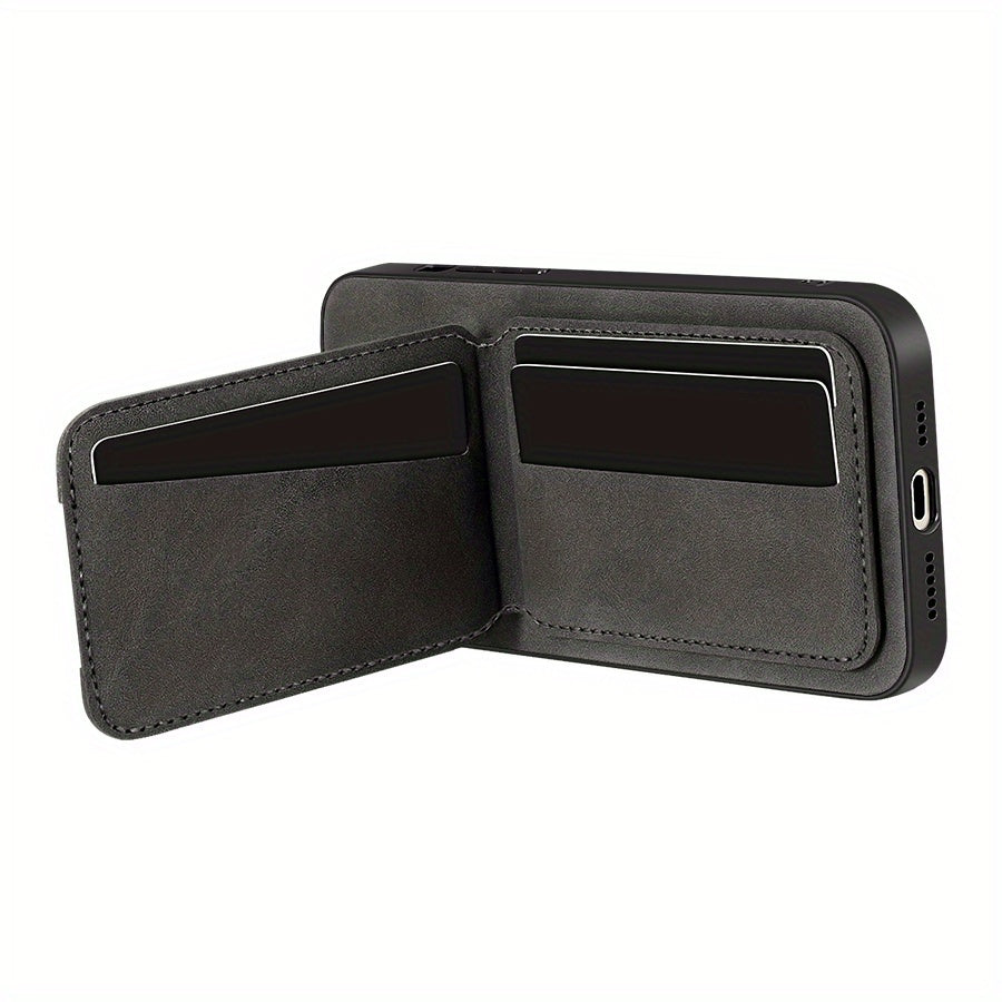 Faux Leather Wallet Phone Case for iPhone Models with Magnetic Buckle