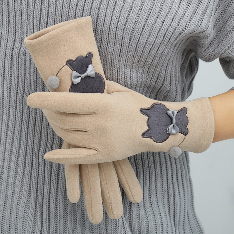 Women's Winter Gloves with Embroidery, Warm and Stylish for Cold Weather