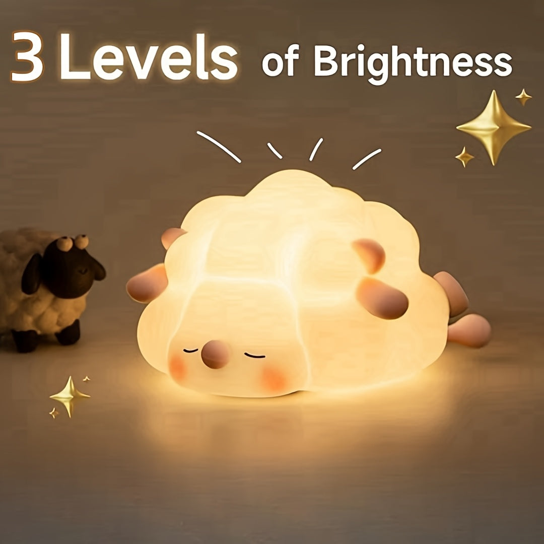 Pink Silicone Nightlight for Kids USB Rechargeable LED with 3 Brightness Levels and 30-Minute Timer