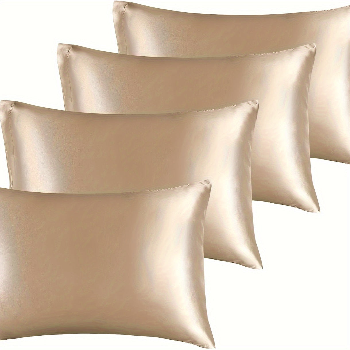 Set of Four Faux Silk Cushion Covers with Zipper