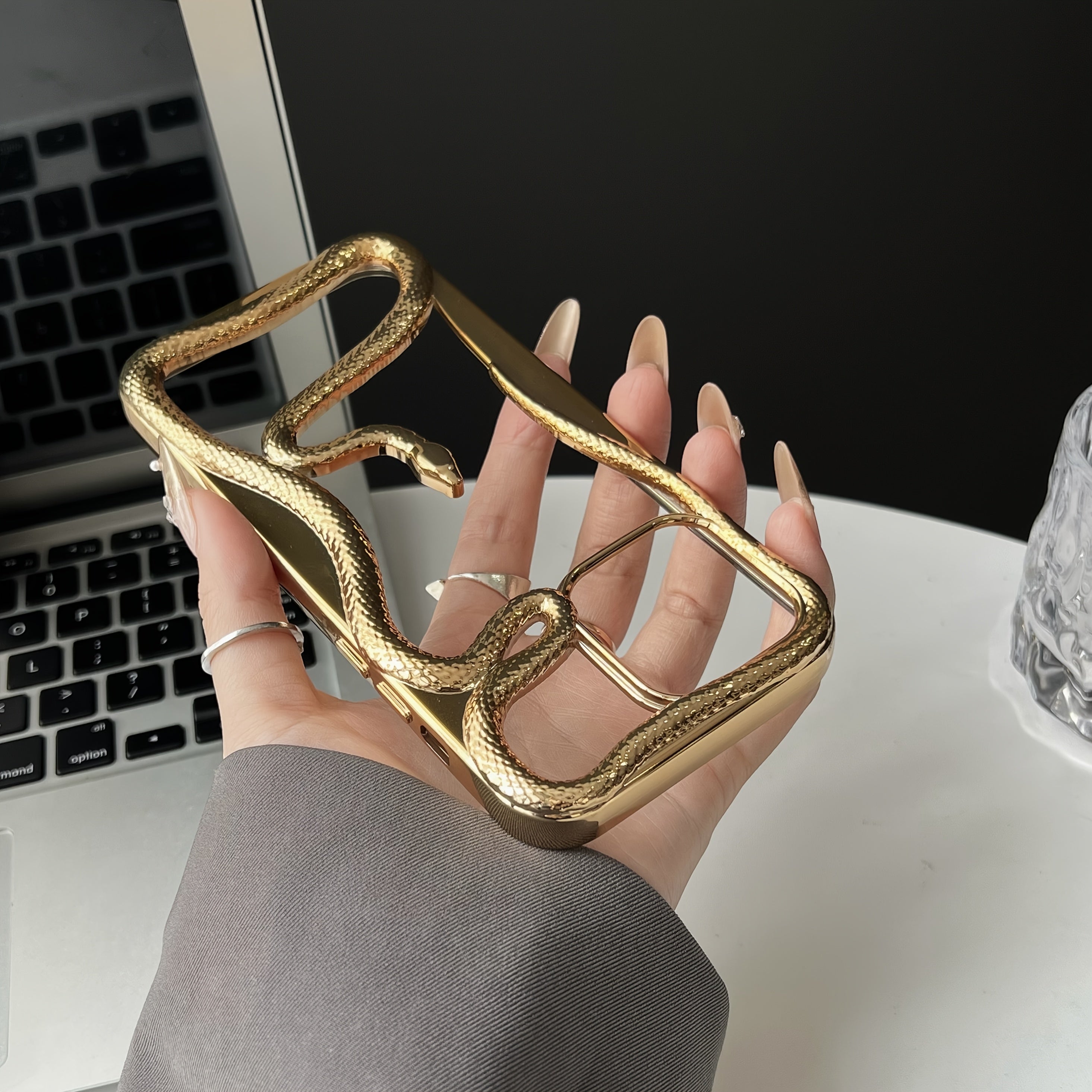 Small Snake Design Electroplated TPU Phone Case for iPhone 11-16 Drop Proof