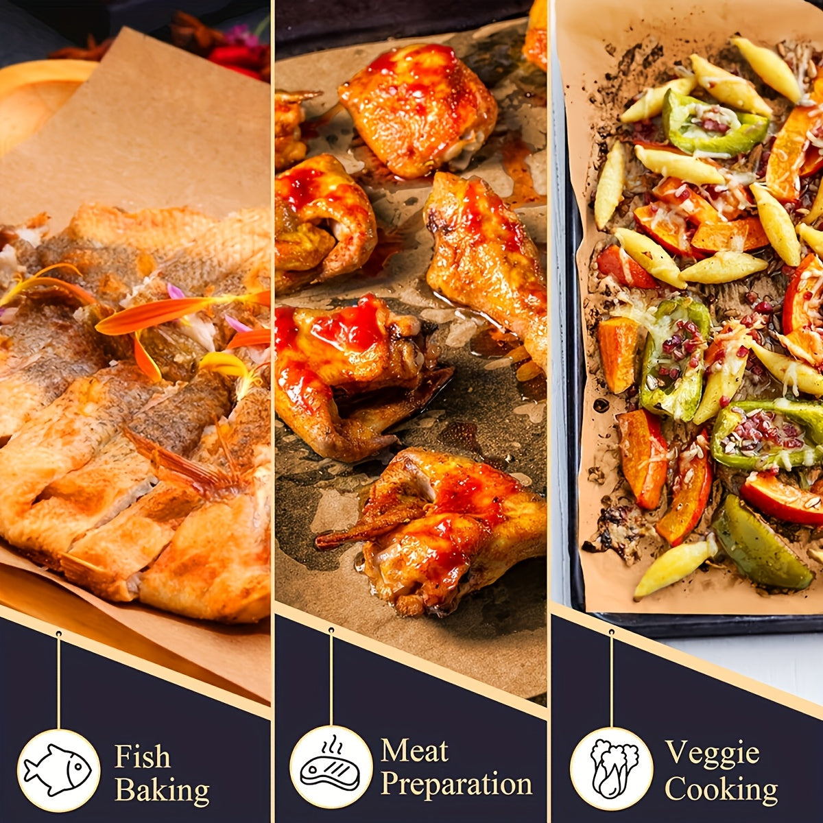 Suv o'tkazmaydigan xom yog'och rangli pizza pad, barbekyu qovurilgan tovuq atıştırmalık taxtasi, maxsus pishirish qog'ozidan tayyorlangan yog' o'tkazmaydigan pad.