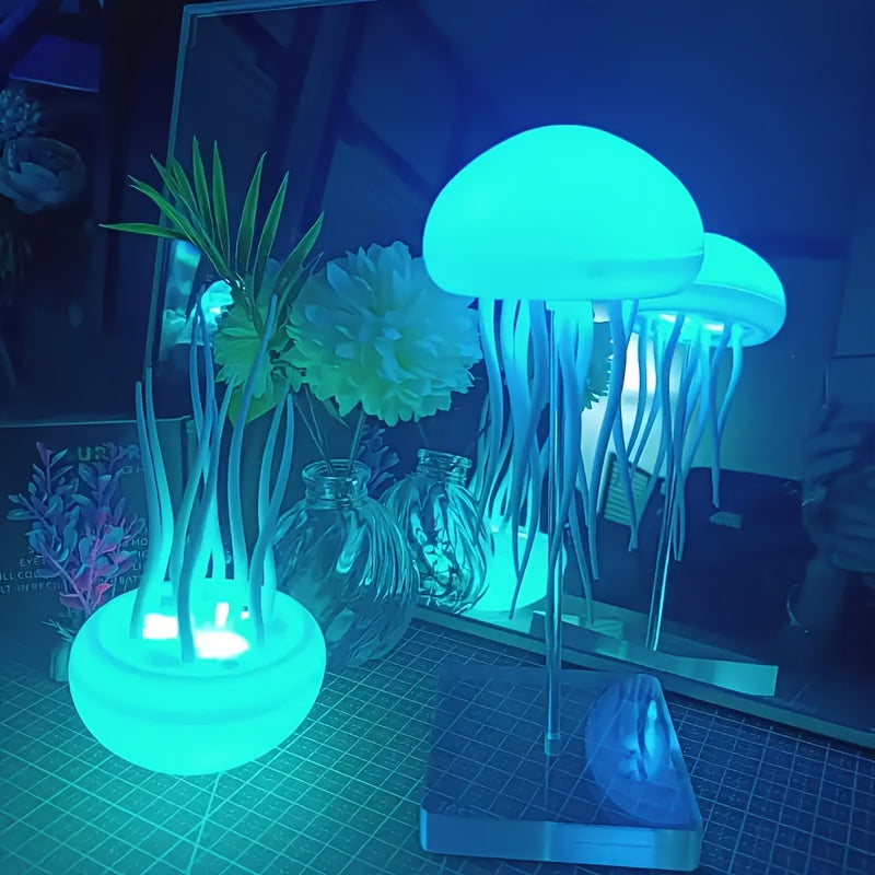 Jellyfish Night Light with Color Changing Voice Control Rotatable USB Rechargeable LED Indoor Outdoor